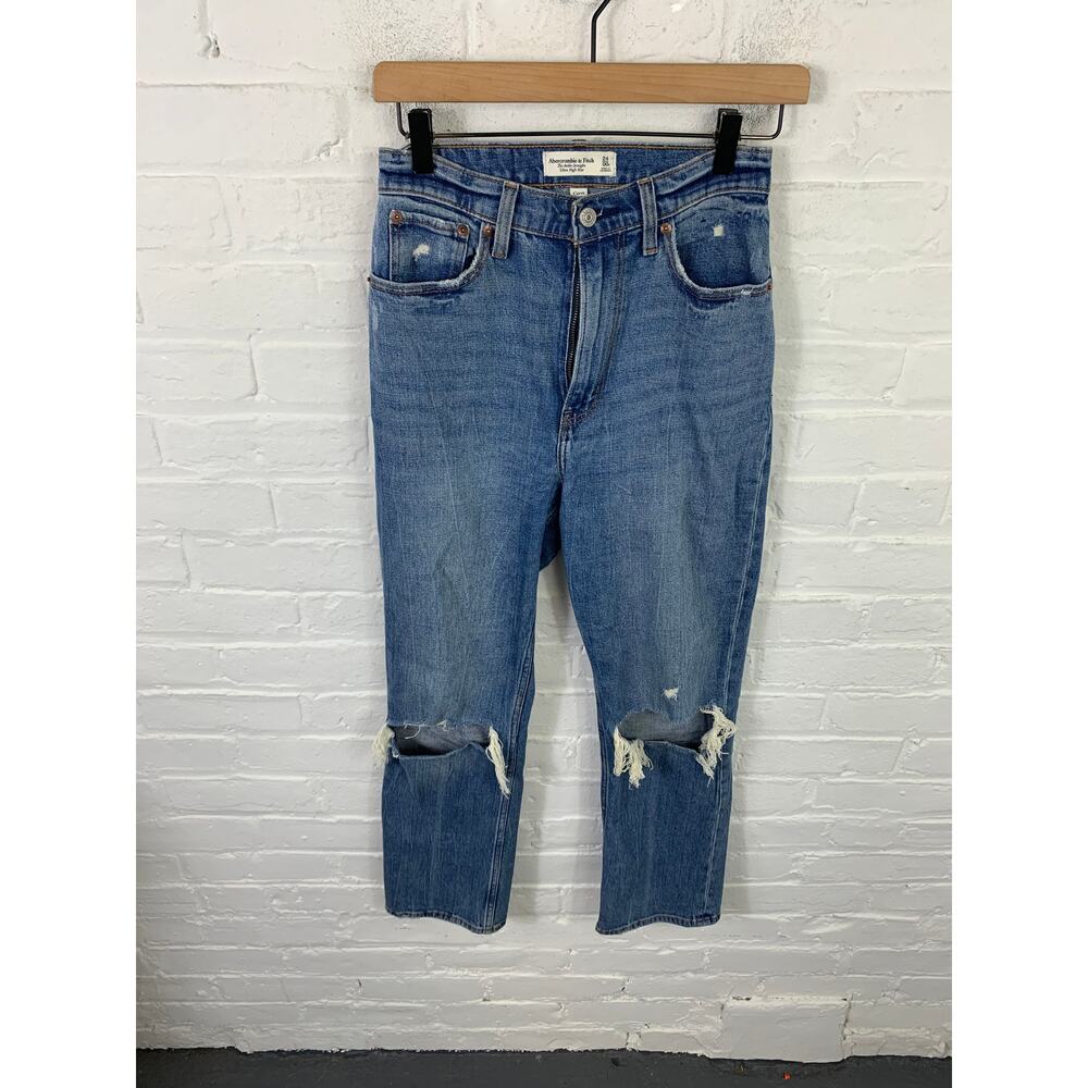 Abercrombie & Fitch Women's The Ankle Straight Ultra High Rise Jeans Blue Size 0